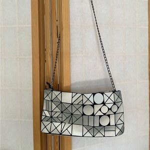 Issey Miyake Black and White Geometric Shoulder Bag